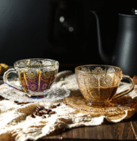 Vintage Glass Cappuccino Cup and Saucer Set
