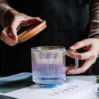 Vintage Style Rainbow Drinking Glass with Lid